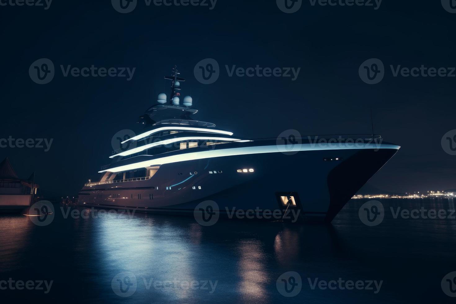 Yacht sea night. Generate Ai photo
