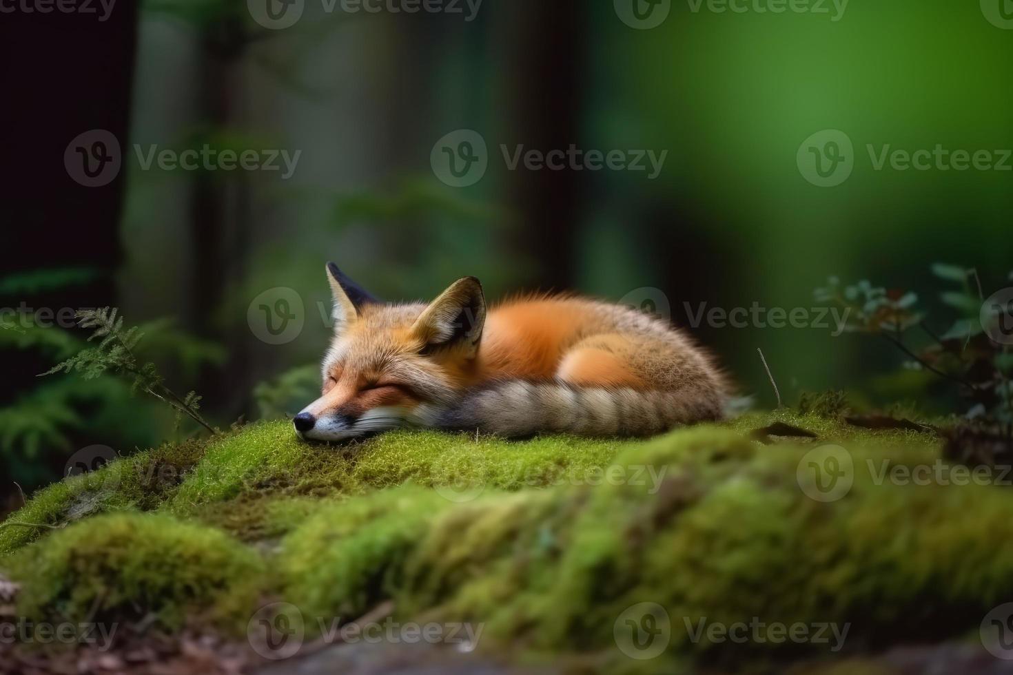 Wild fox sleeping. Generate Ai photo