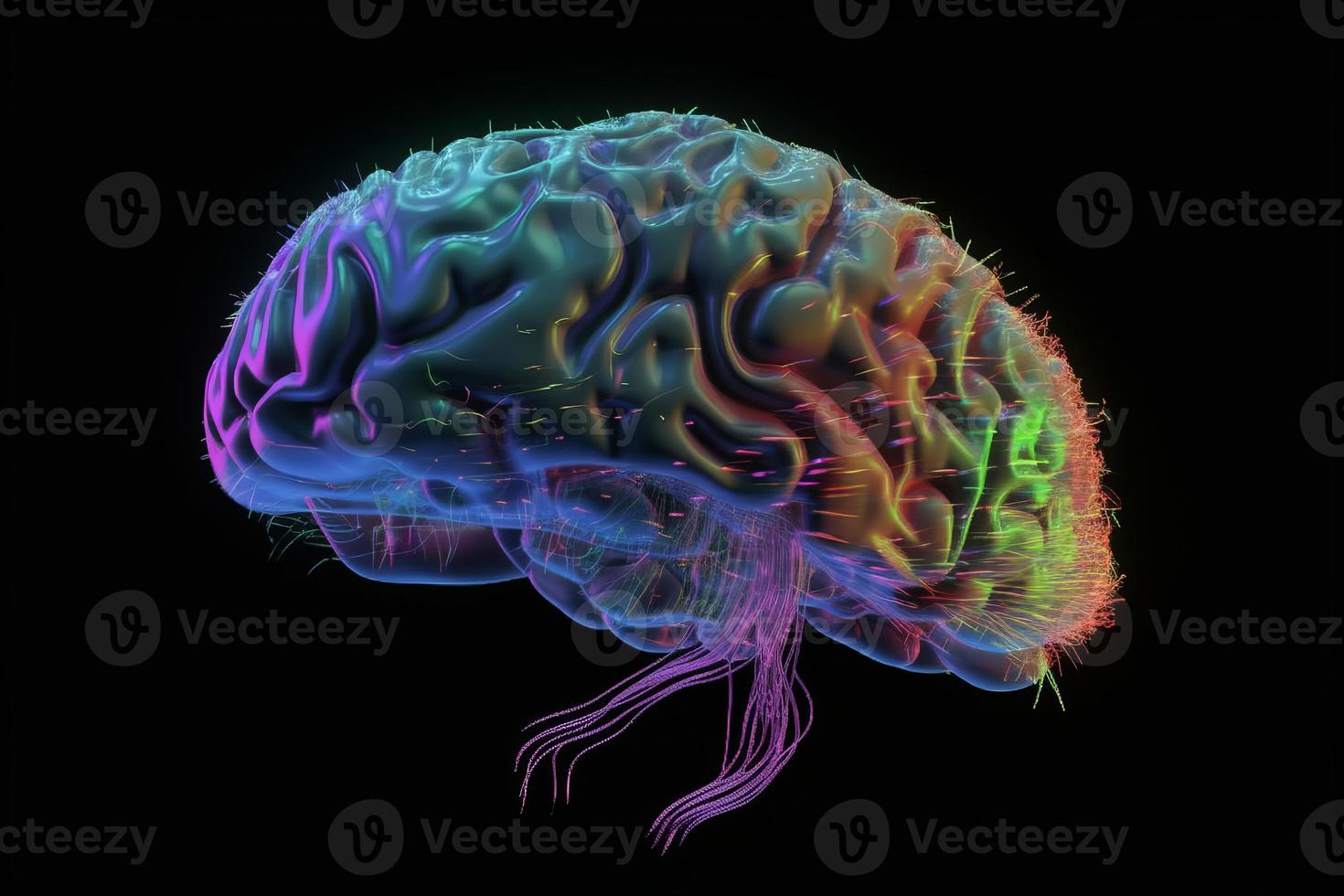 Colorful human brain. Generate Ai photo