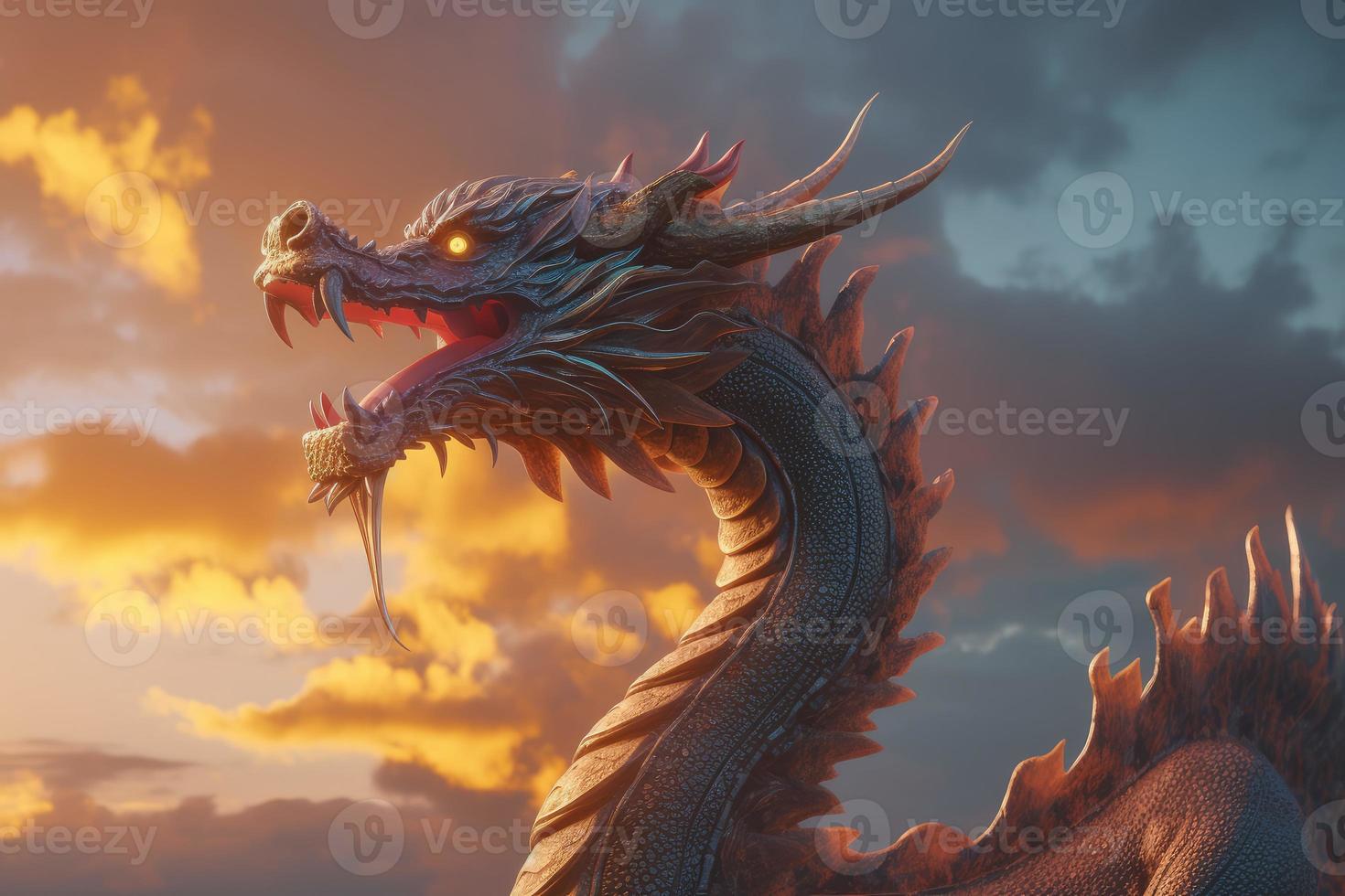 Chinese myth dragon. Generate Ai photo