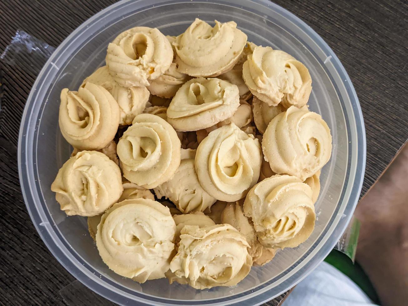 A close up of kue sagu. pastries that are usually served during Eid in Indonesia photo