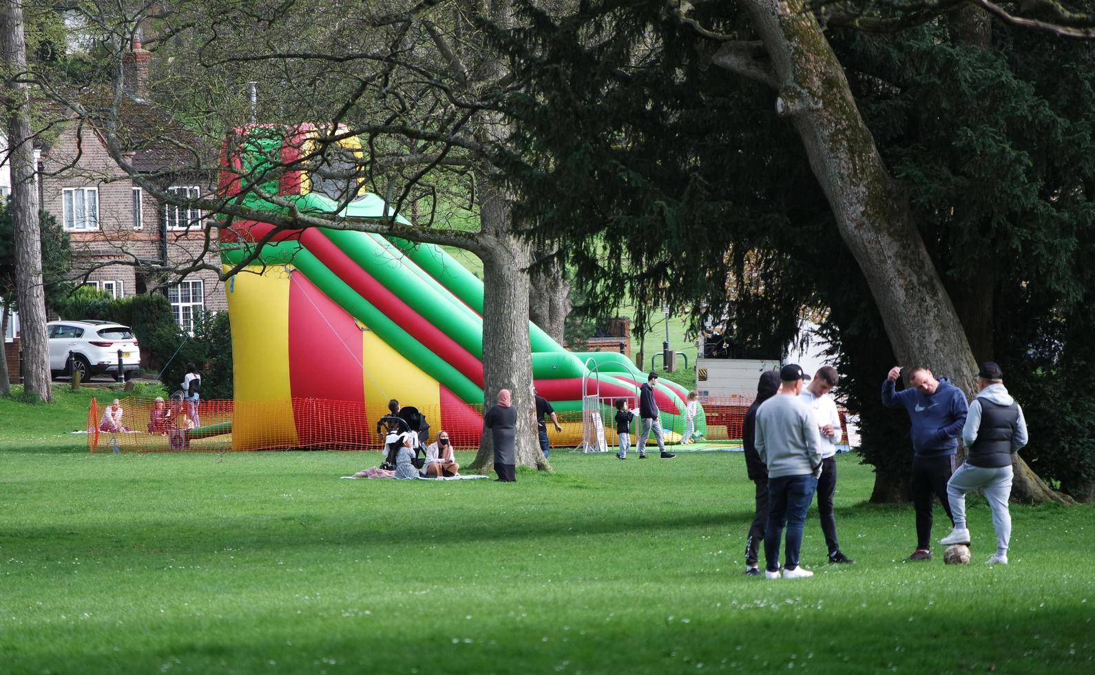 Beautiful Low Angle View of Wardown Public Park of Luton England Great Britain. Image was Captured on 07-April-2023 photo