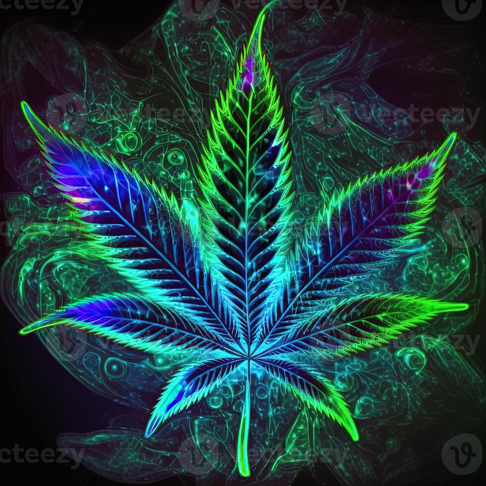 Psychedelic cannabis leaf. . Not based on any actual scene or pattern photo