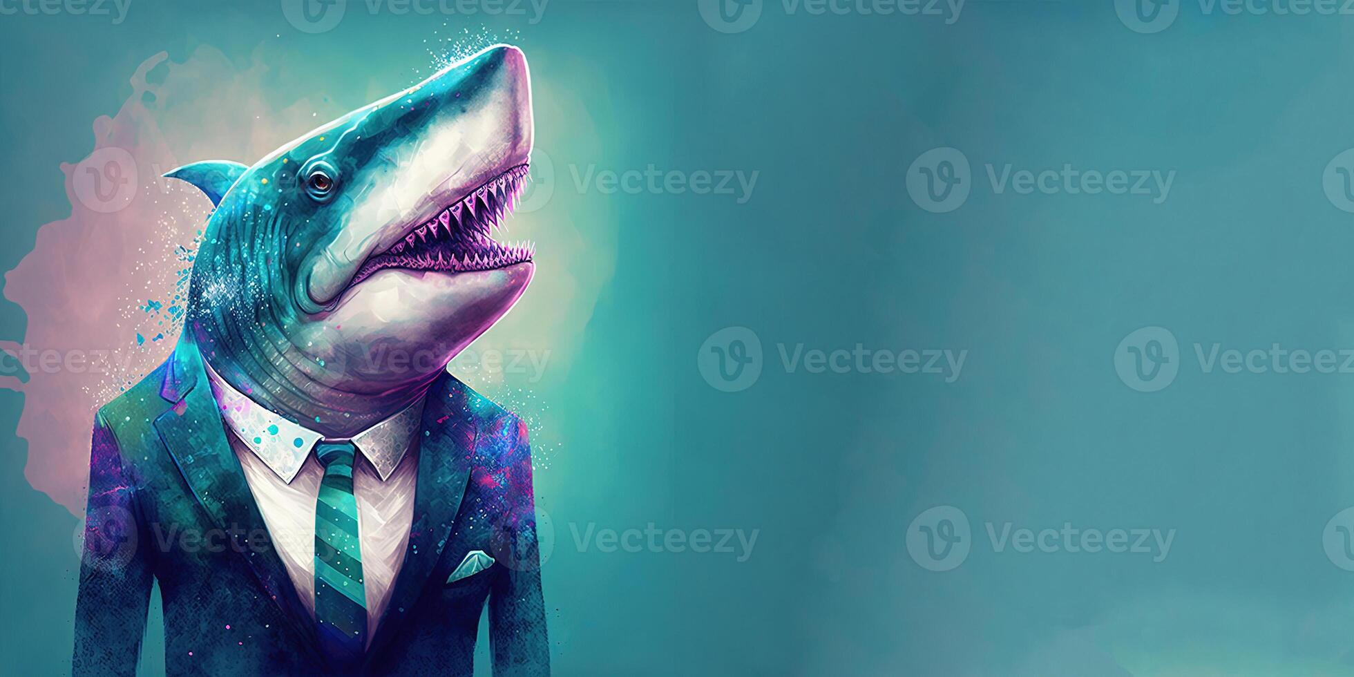 Business shark boss in suit and tie. photo