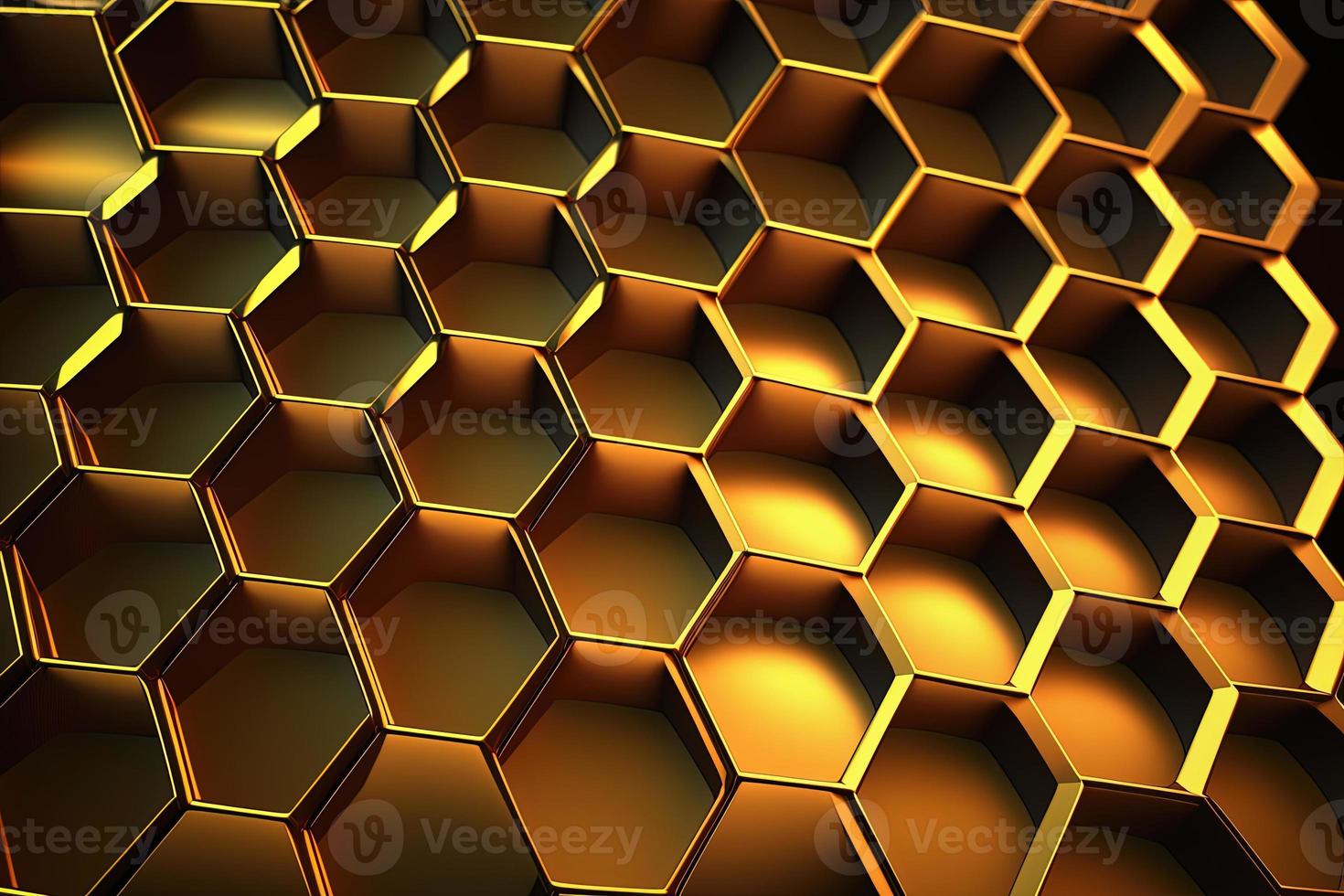 Abstract gold luxury polygonal mosaic background with hexagon pattern. AI photo