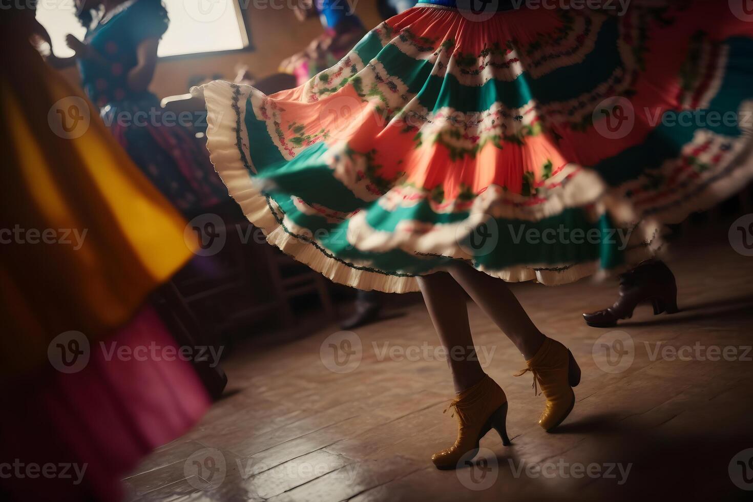 Dancer Participates at the Cinco De Mayo festival in motion. Neural network photo