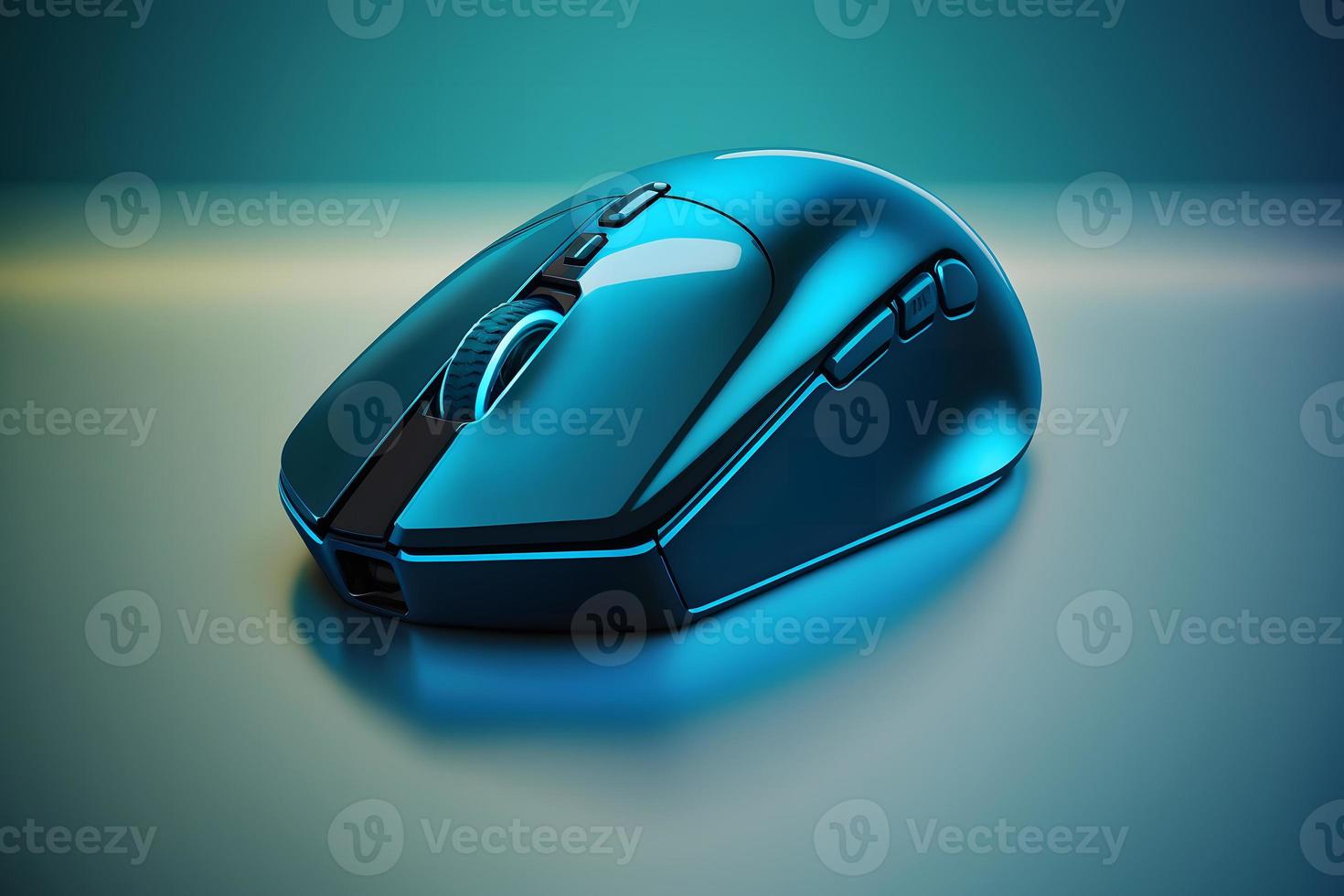 Futuristic custom PC mouse concept with glowing blue tones. Neural network generated art photo