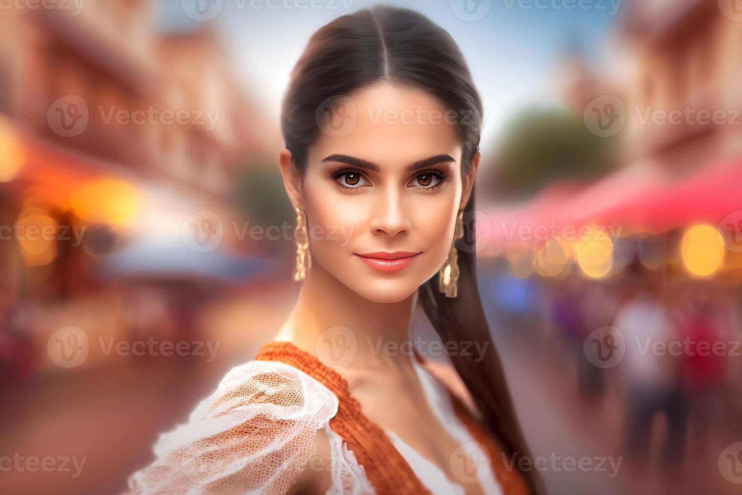 Portrait of a Hispanic woman. Neural network photo