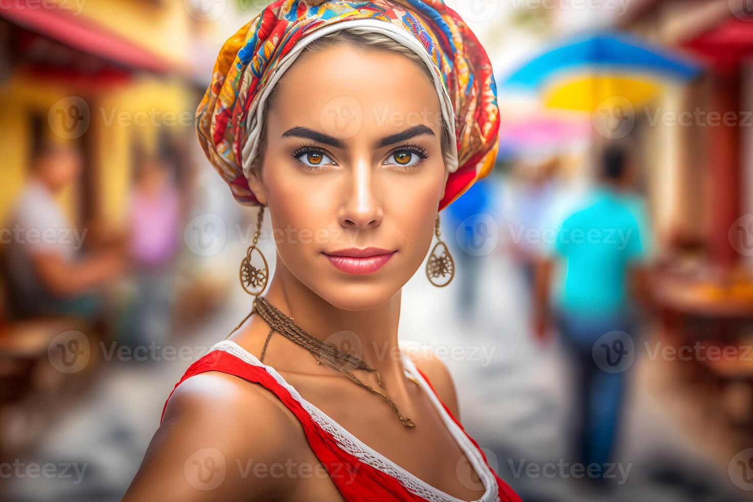 Portrait of a Hispanic woman. Neural network photo