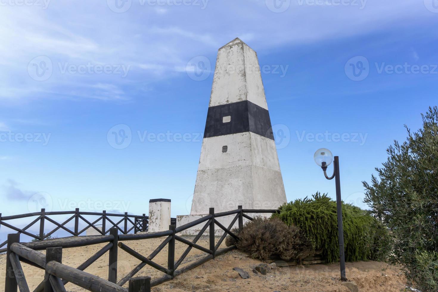 Landscape with geodesic mark in Aljustrel, Portugal photo