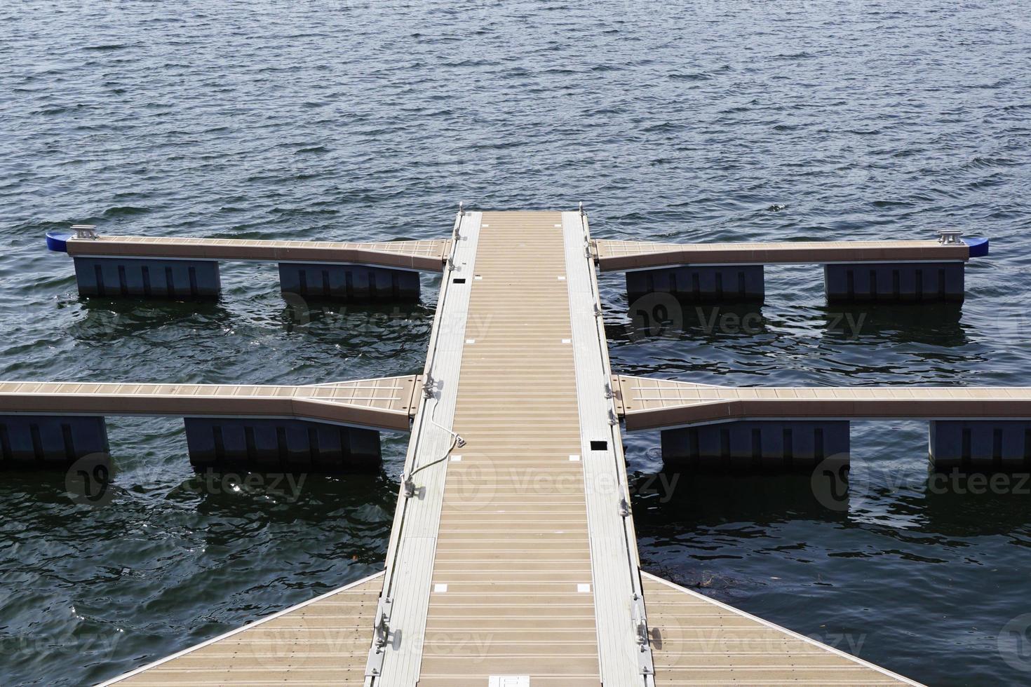 Perspective of jetty into the Minho river in Portugal photo