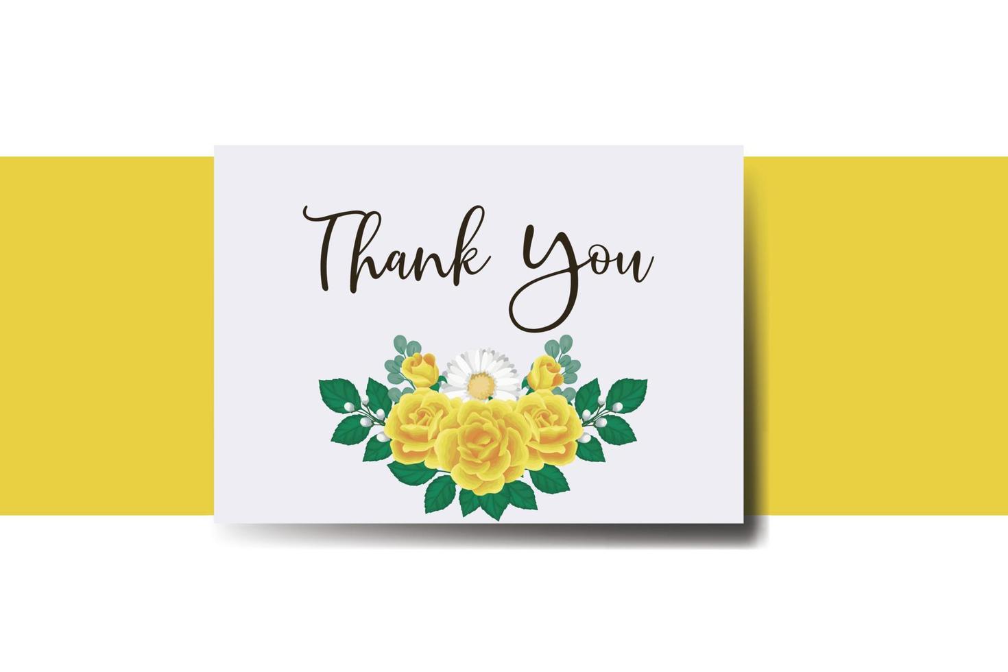 Thank you card Greeting Card Yellow Rose Flower Design Template vector