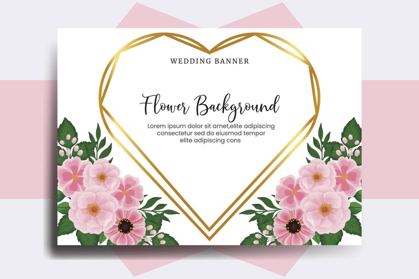 Wedding banner flower background, Digital watercolor hand drawn Zinnia and Peony flower design Template vector