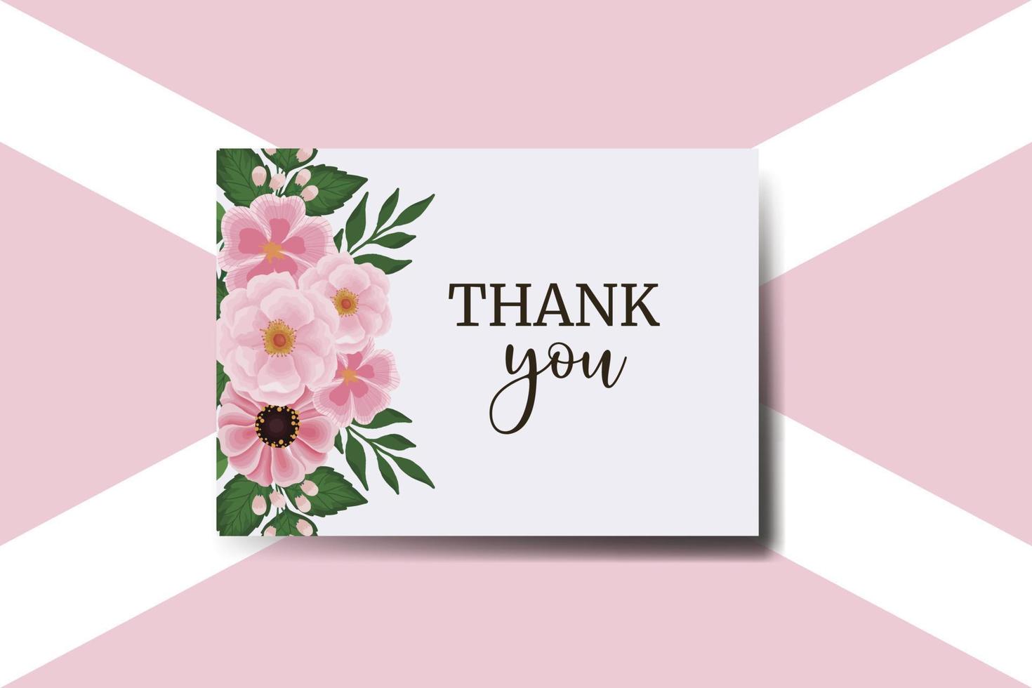 gracias usted tarjeta saludo tarjeta zinnia y peonía flor diseño modelo vector