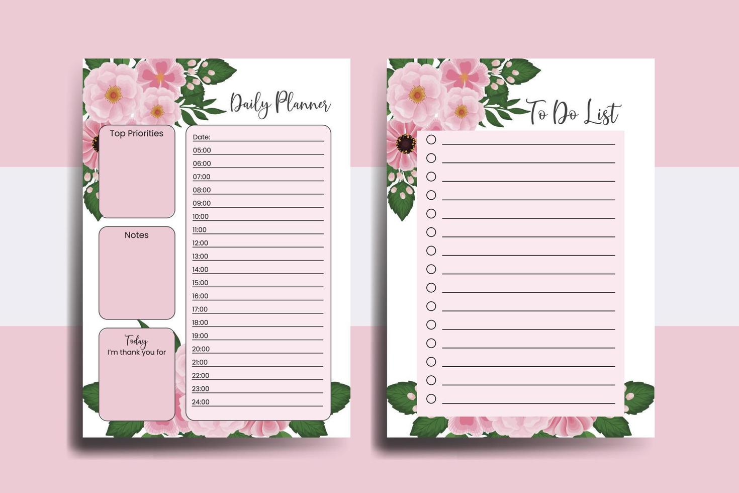 Planner To Do List Zinnia and Peony Flower Design Template vector