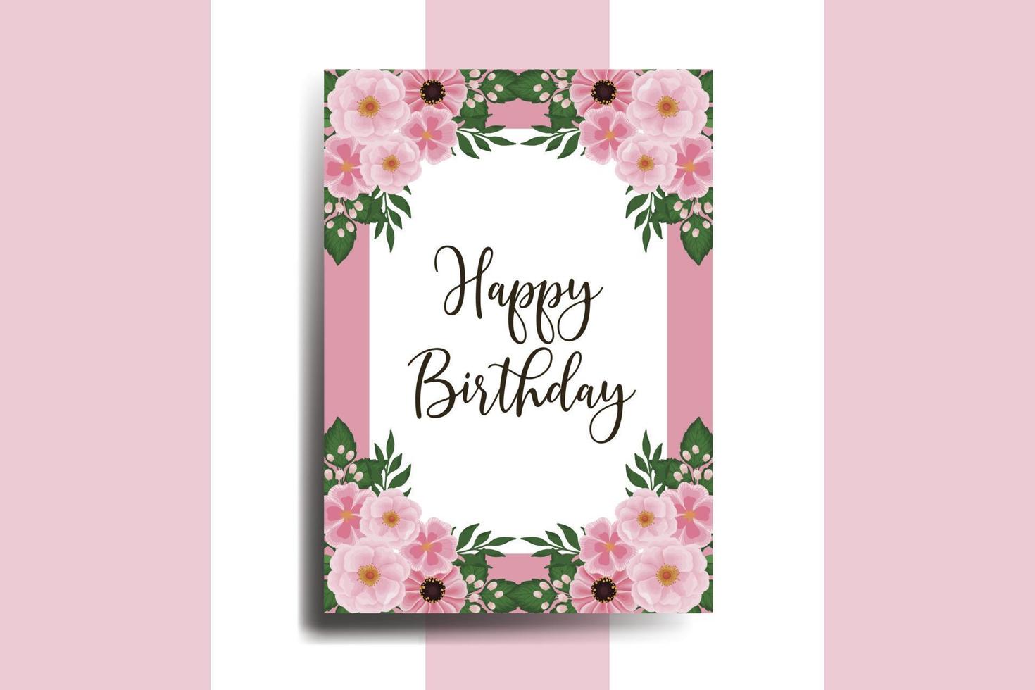 saludo tarjeta cumpleaños tarjeta digital acuarela mano dibujado zinnia y peonía flor diseño modelo vector