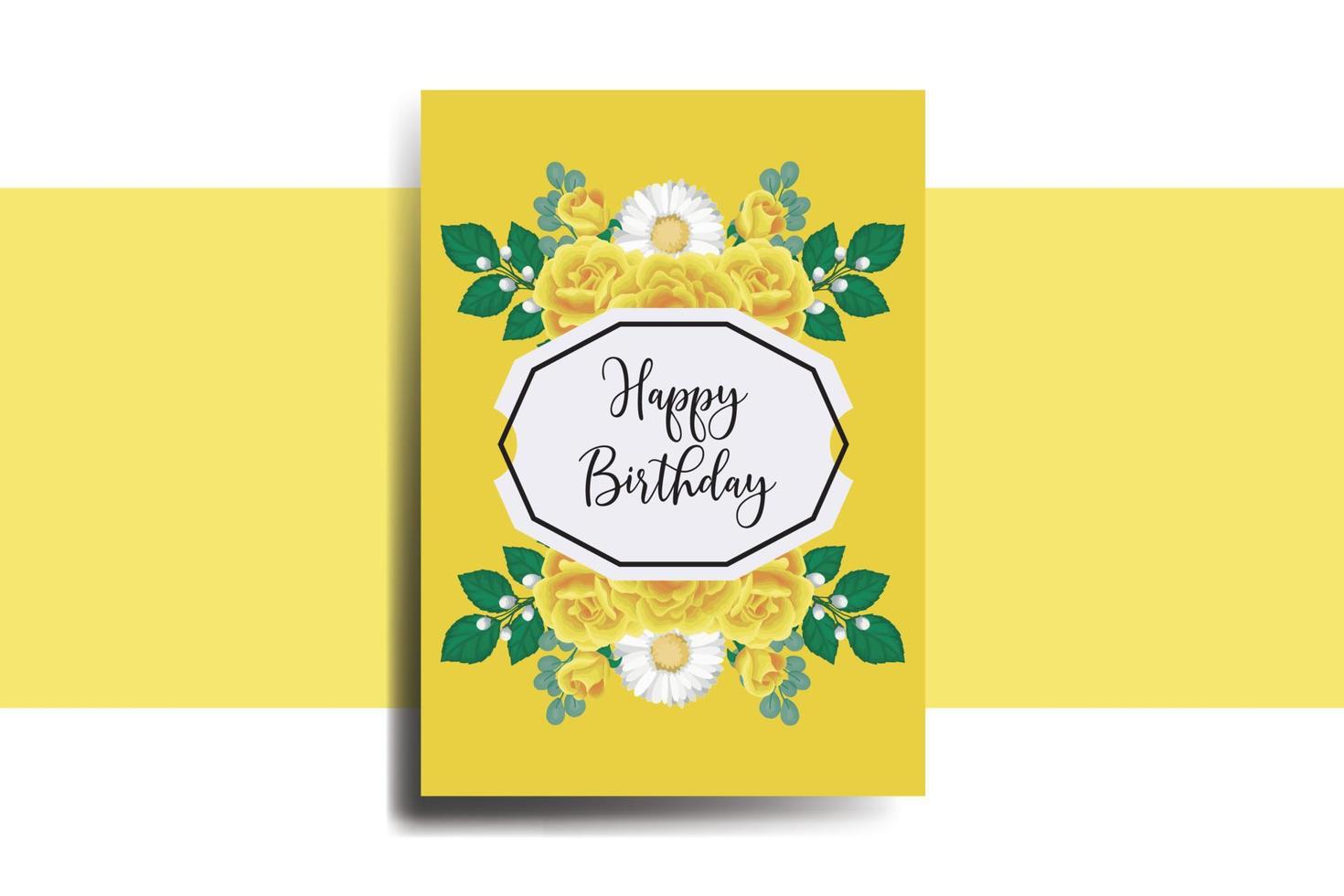 saludo tarjeta cumpleaños tarjeta digital acuarela mano dibujado amarillo Rosa flor diseño modelo vector