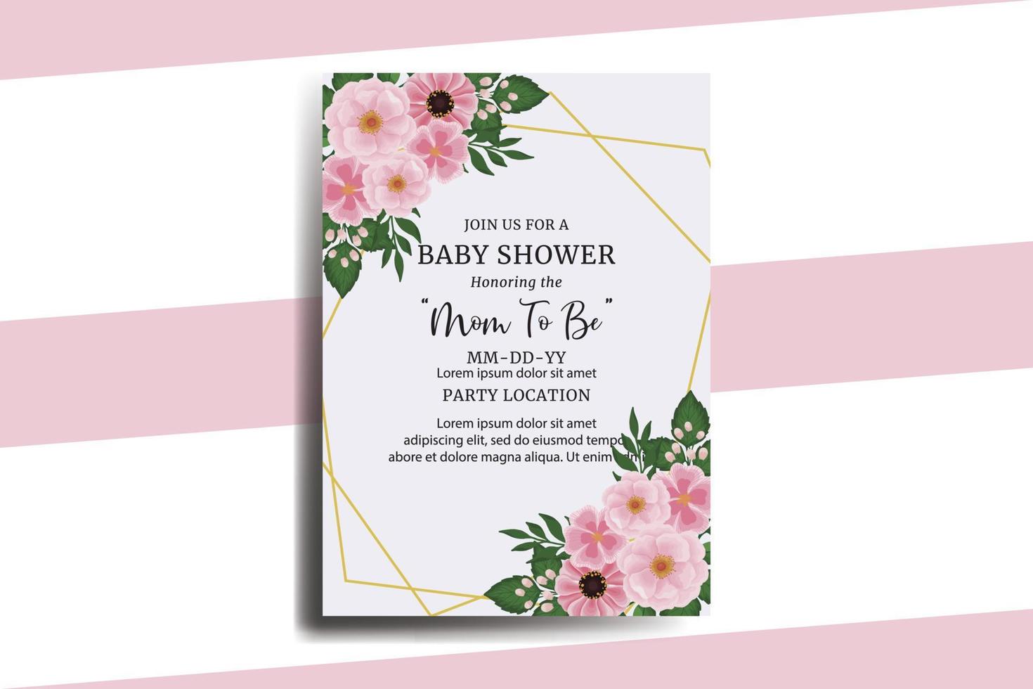 Baby Shower Greeting Card Zinnia and Peony flower Design Template vector