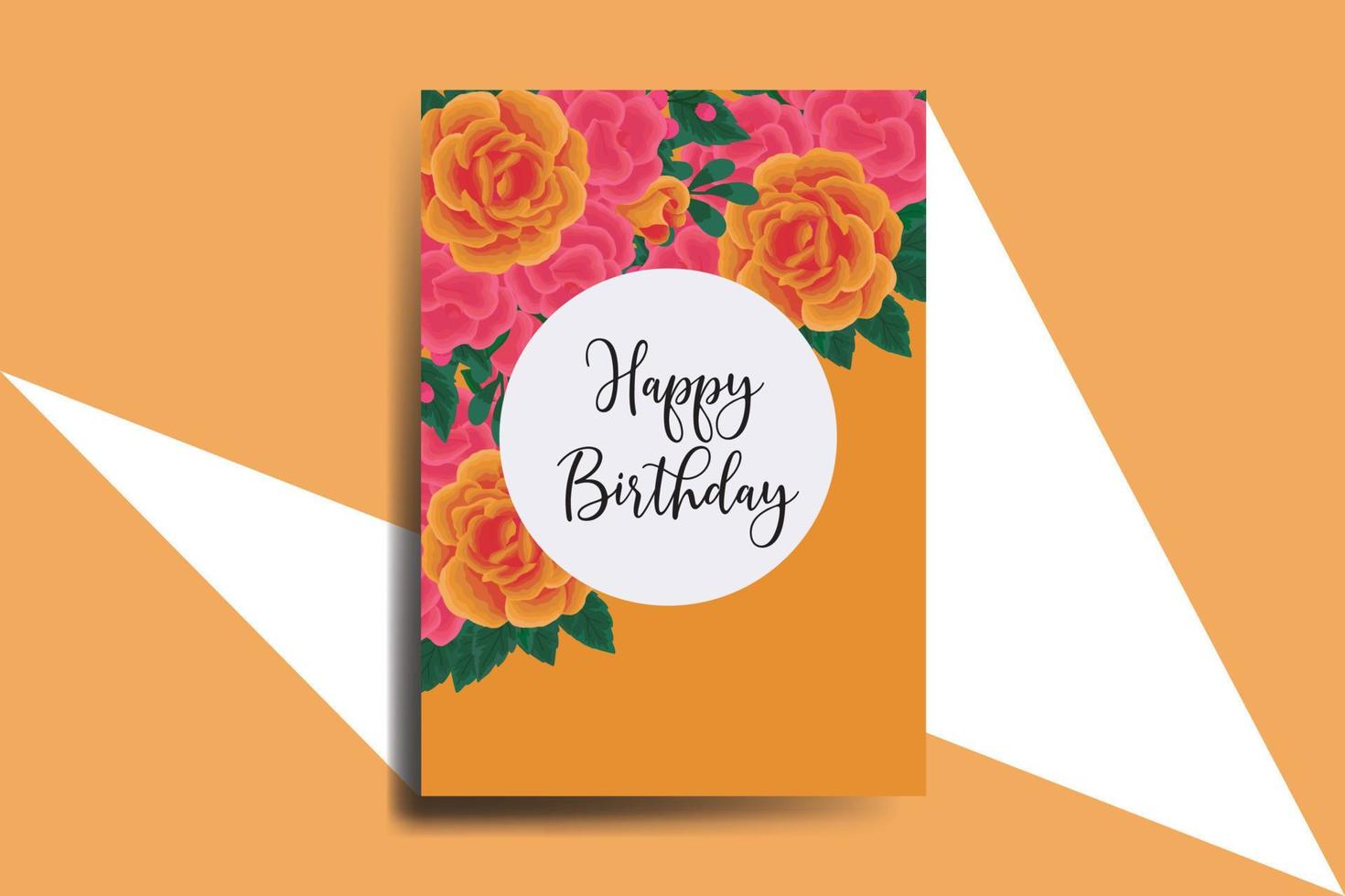 Greeting card birthday card Digital watercolor hand drawn Orange Rose Flower Design Template vector