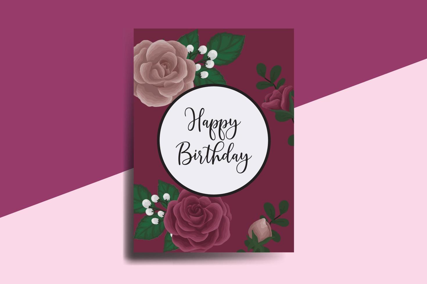 saludo tarjeta cumpleaños tarjeta digital acuarela mano dibujado granate Rosa flor diseño modelo vector