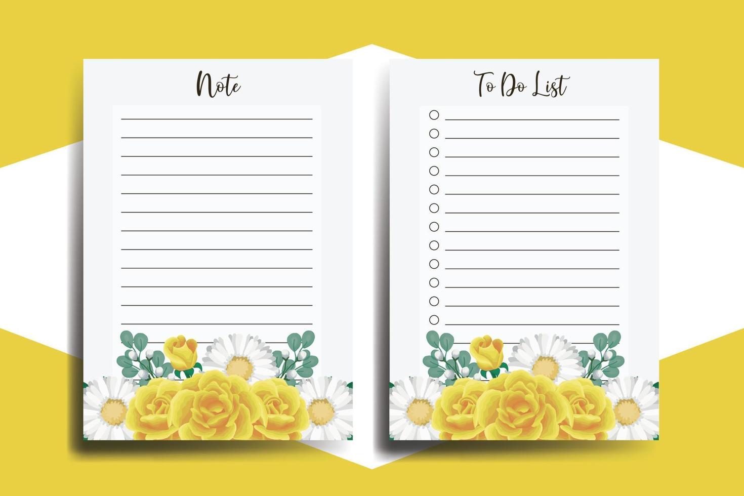 To do list Planner template Yellow Rose Flower Design vector