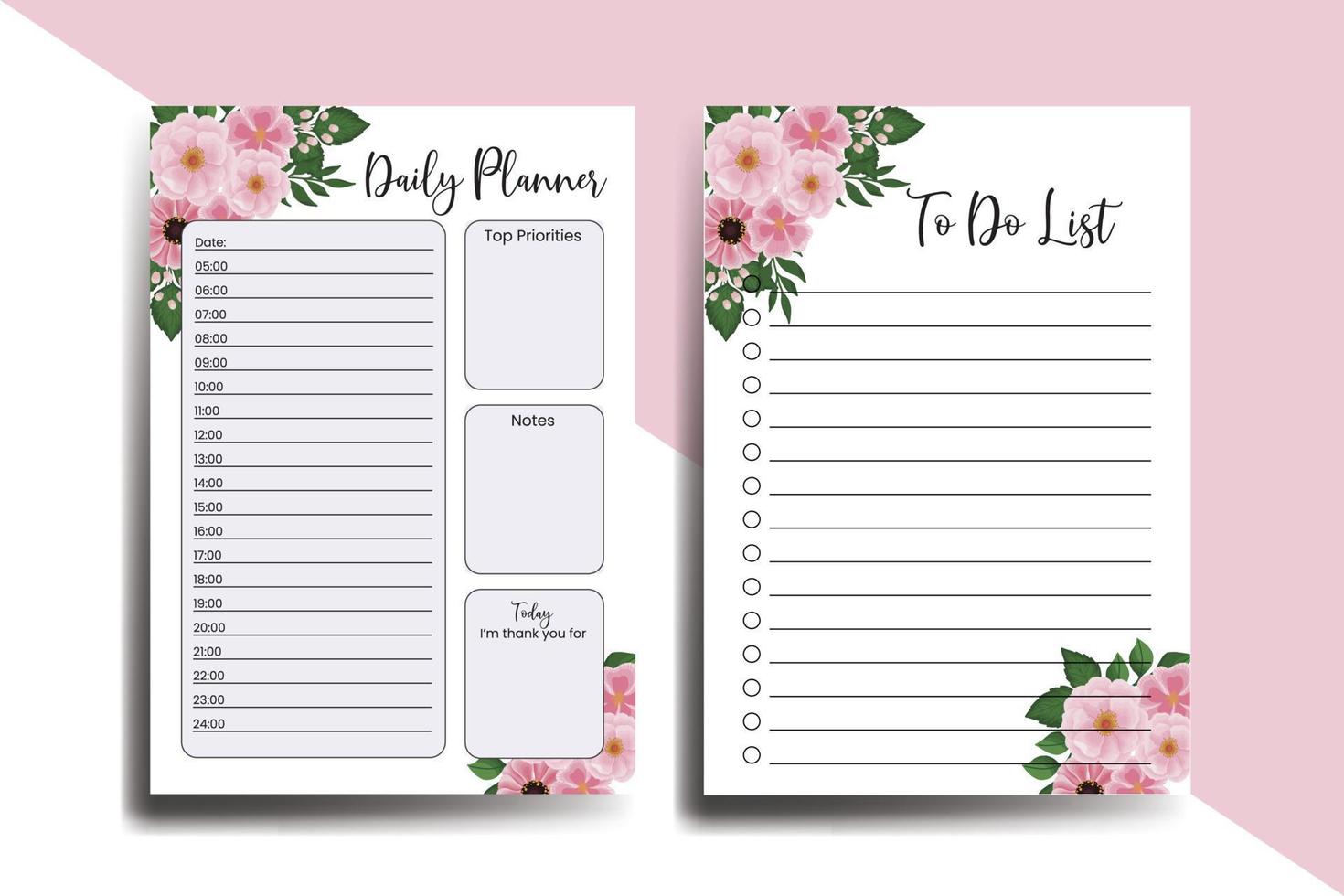 Planner To Do List Zinnia and Peony Flower Design Template vector