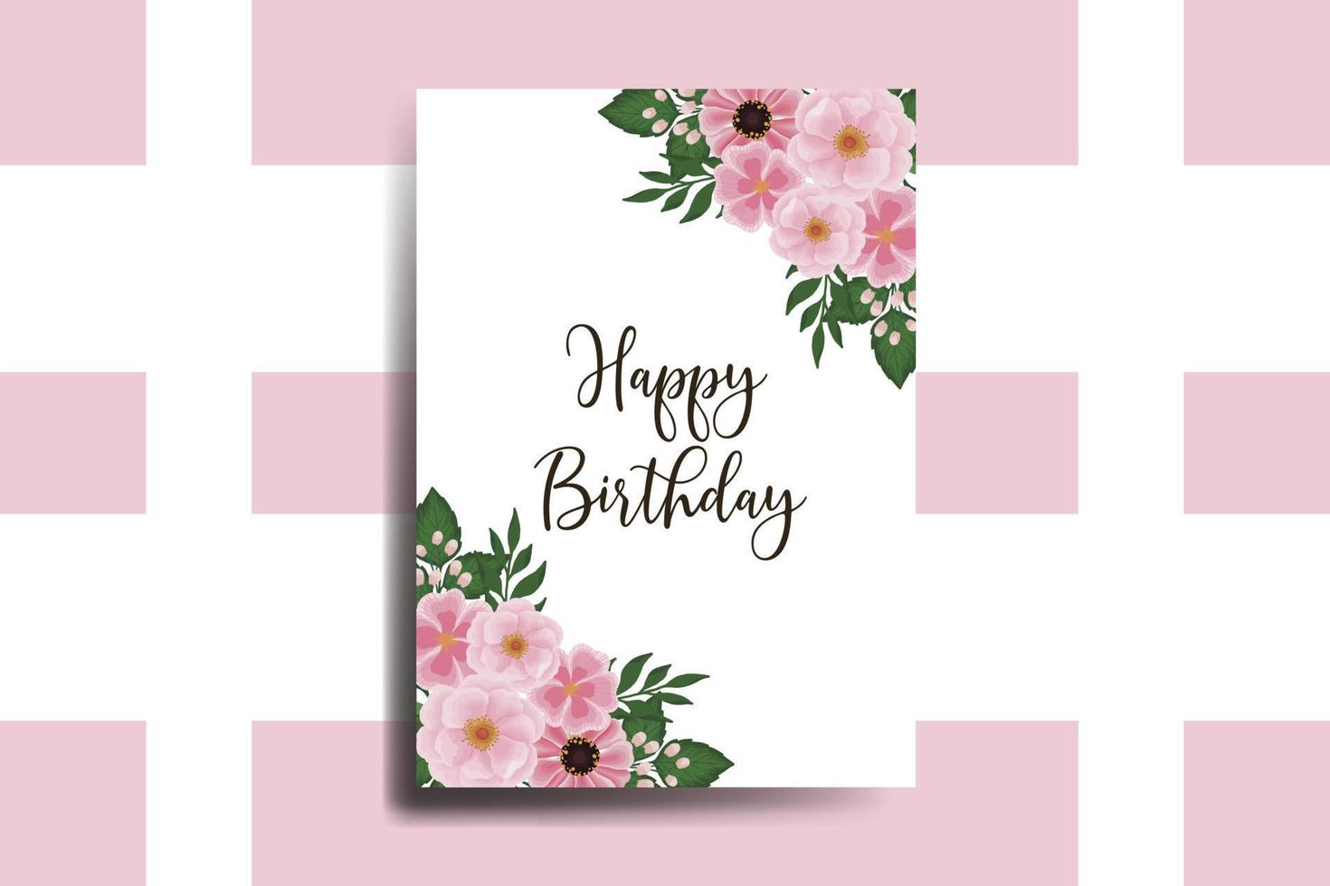 Greeting card birthday card Digital watercolor hand drawn Zinnia and Peony Flower Design Template vector