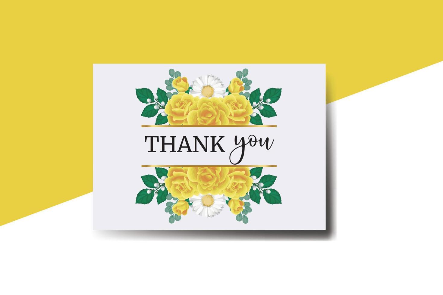 Thank you card Greeting Card Yellow Rose Flower Design Template vector