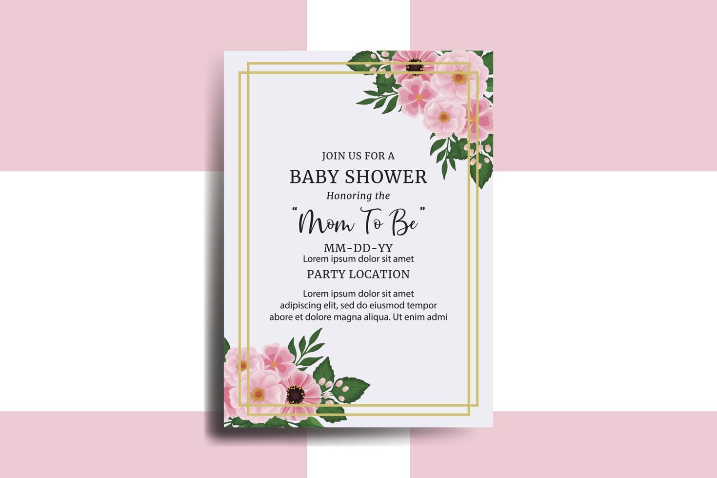 bebé ducha saludo tarjeta zinnia y peonía flor diseño modelo vector