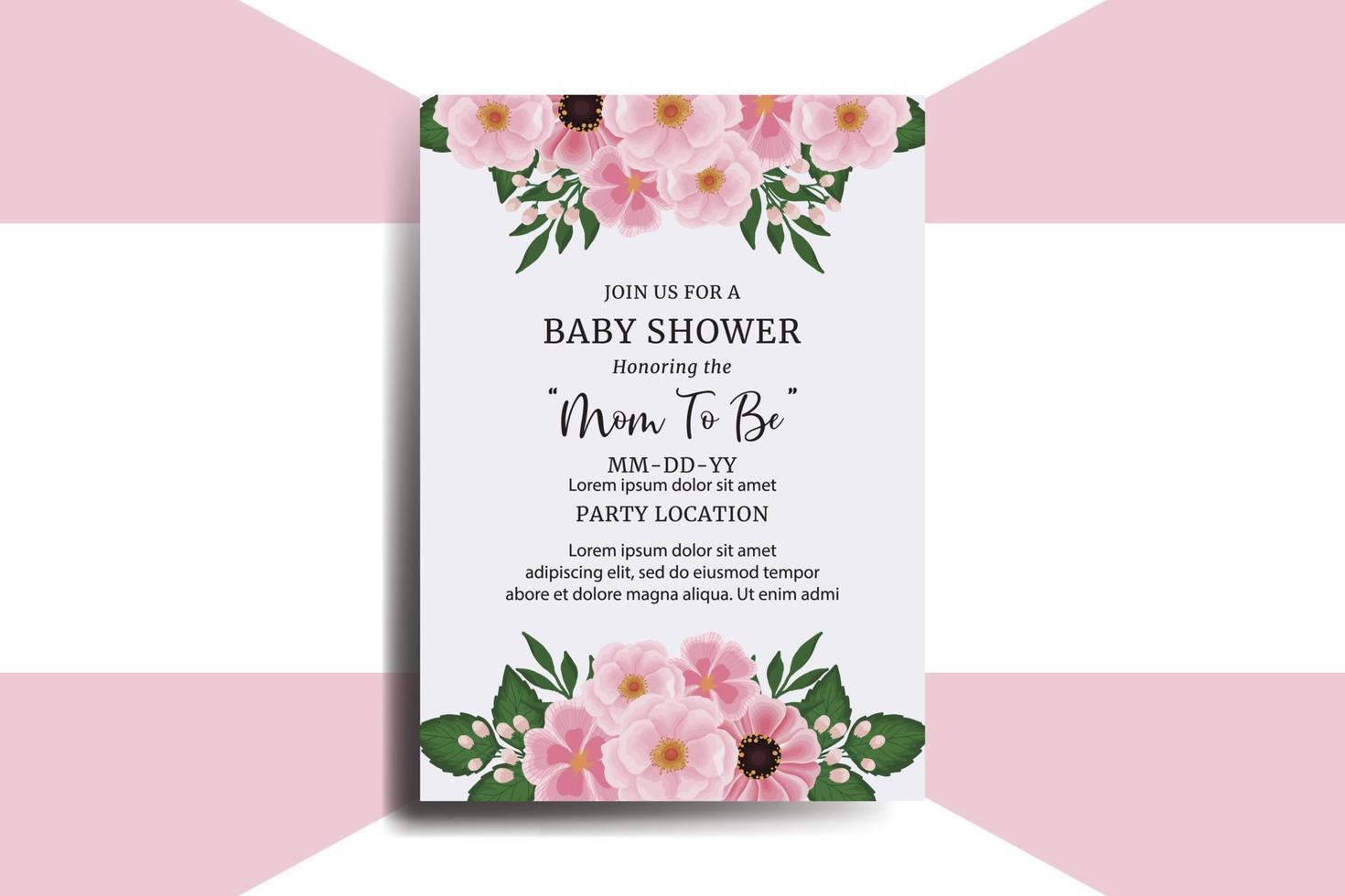 bebé ducha saludo tarjeta zinnia y peonía flor diseño modelo vector