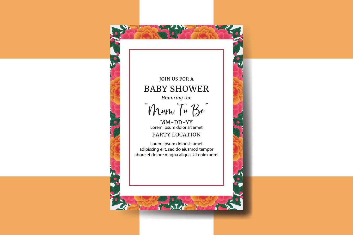 bebé ducha saludo tarjeta naranja Rosa flor diseño modelo vector