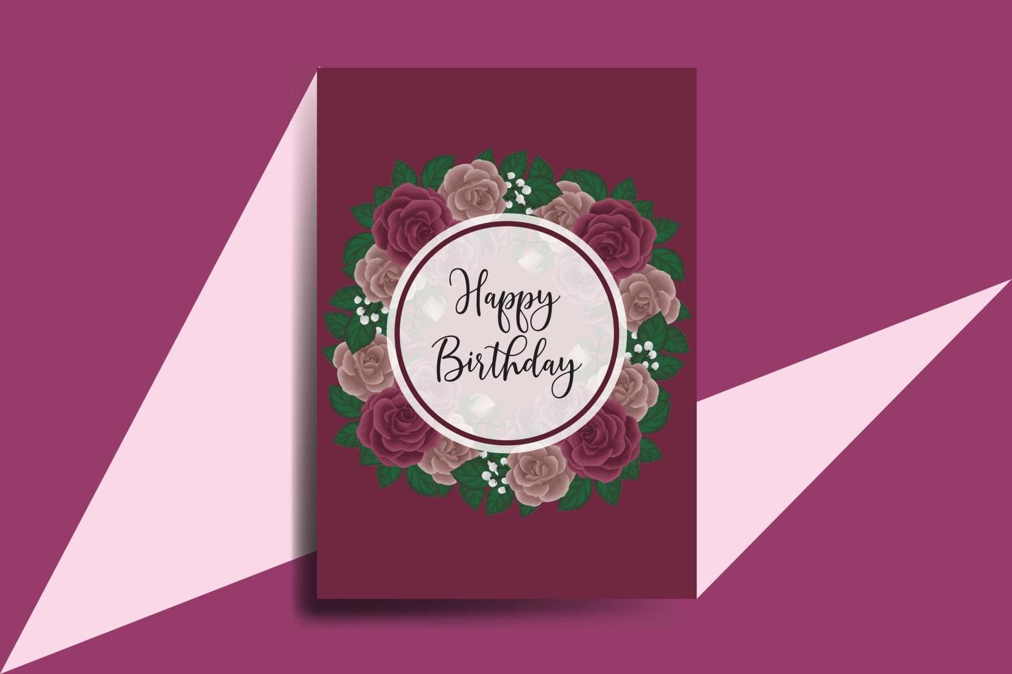 saludo tarjeta cumpleaños tarjeta digital acuarela mano dibujado granate Rosa flor diseño modelo vector