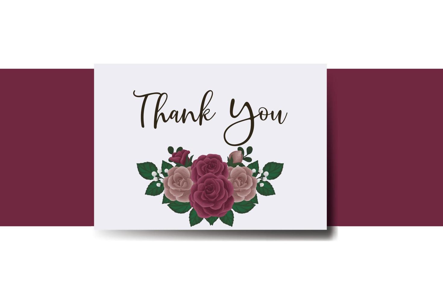 gracias usted tarjeta saludo tarjeta granate Rosa flor diseño modelo vector