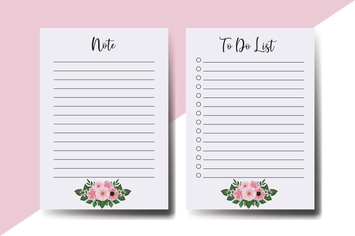 To do list Planner template Zinnia and Peony flower Design vector