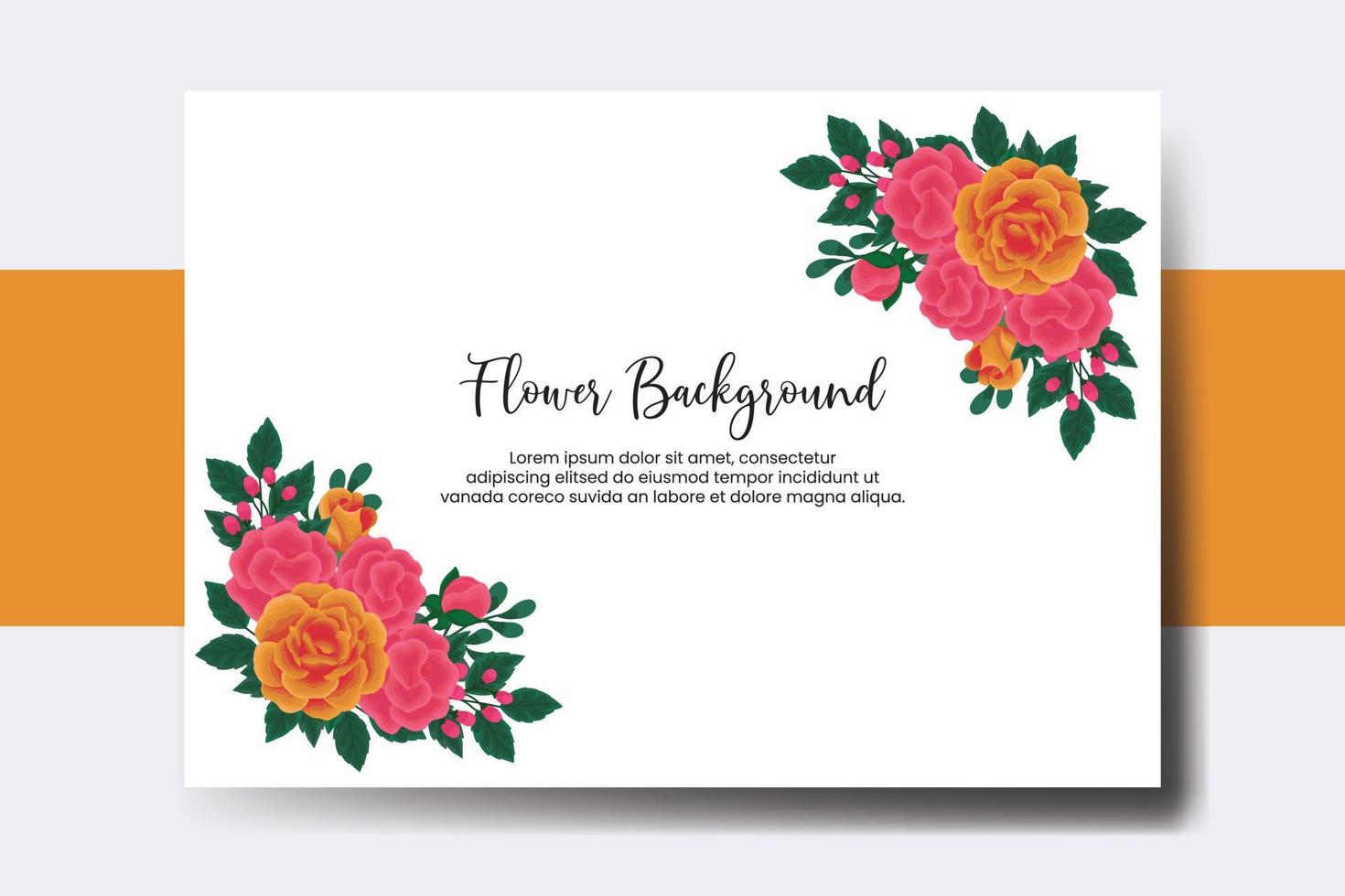 Wedding banner flower background, Digital watercolor hand drawn Orange Rose Flower design Template vector