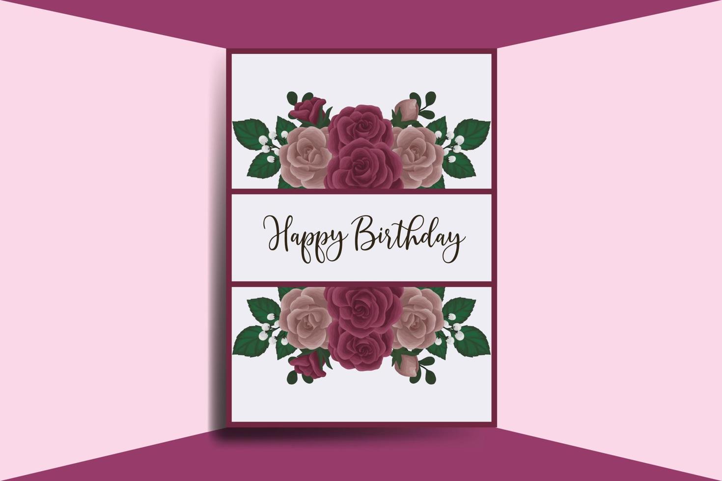 saludo tarjeta cumpleaños tarjeta digital acuarela mano dibujado granate Rosa flor diseño modelo vector