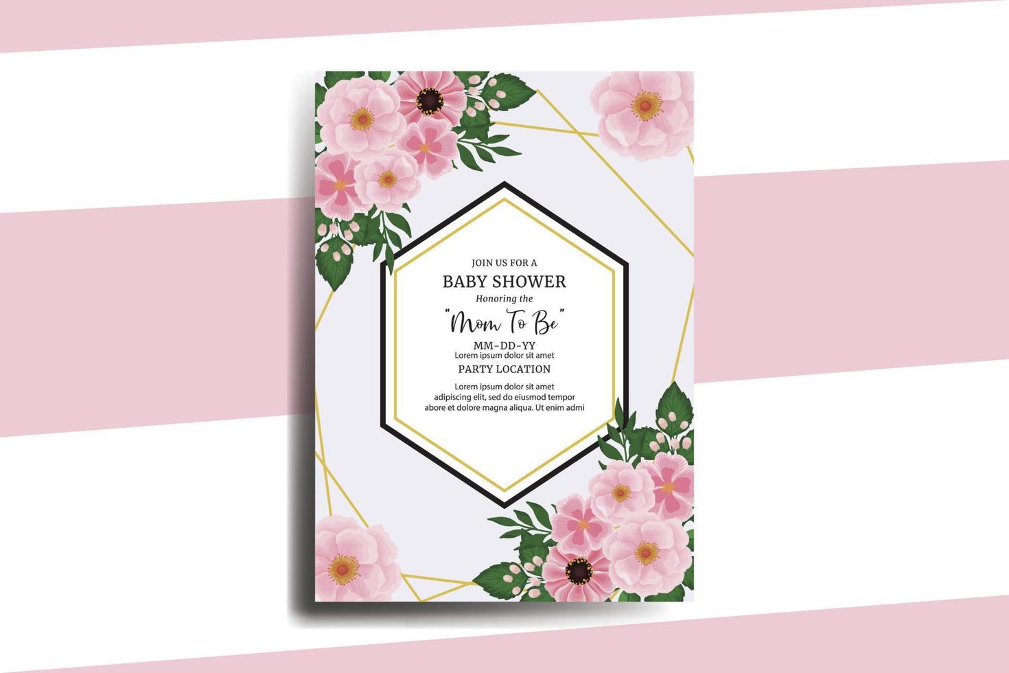 Baby Shower Greeting Card Zinnia and Peony flower Design Template vector