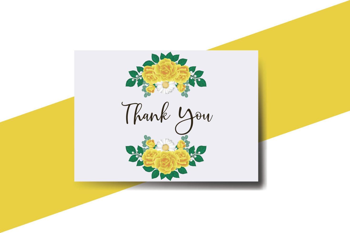 Thank you card Greeting Card Yellow Rose Flower Design Template vector