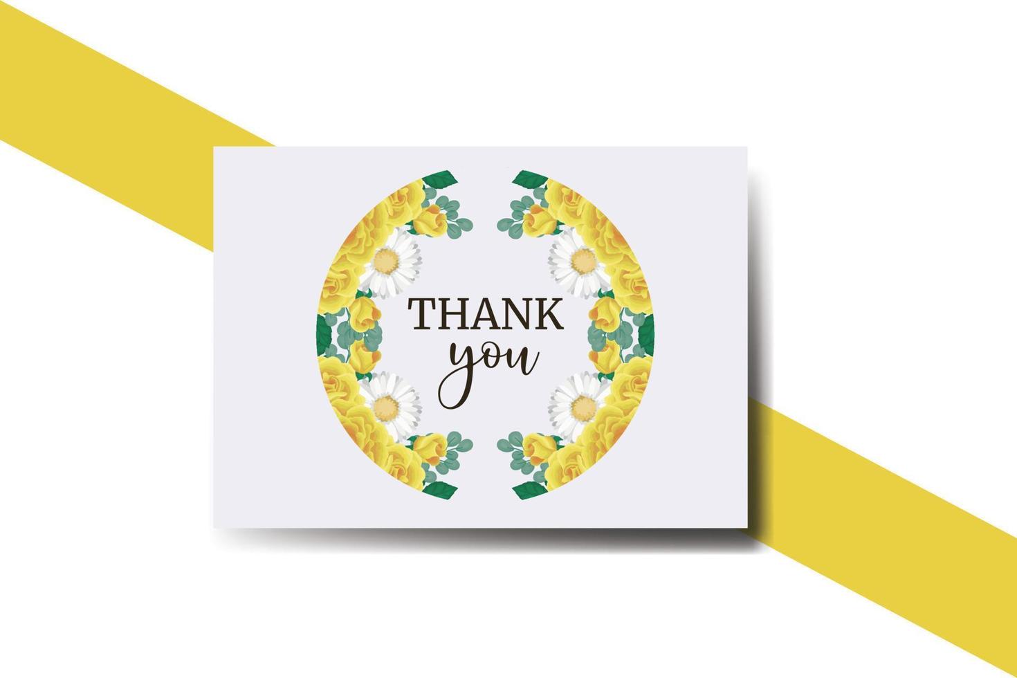 Thank you card Greeting Card Yellow Rose Flower Design Template vector
