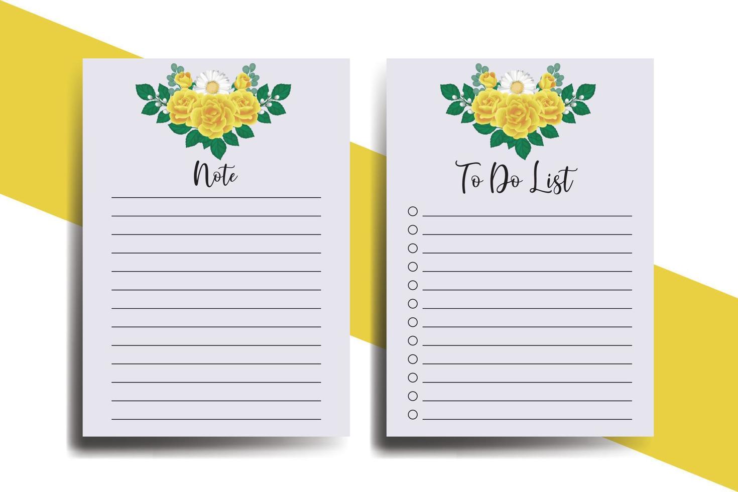 To do list Planner template Yellow Rose Flower Design vector