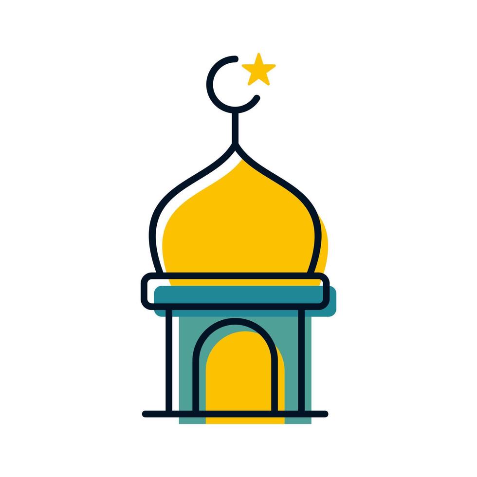 mezquita torre religión islámico icono botón vector ilustración