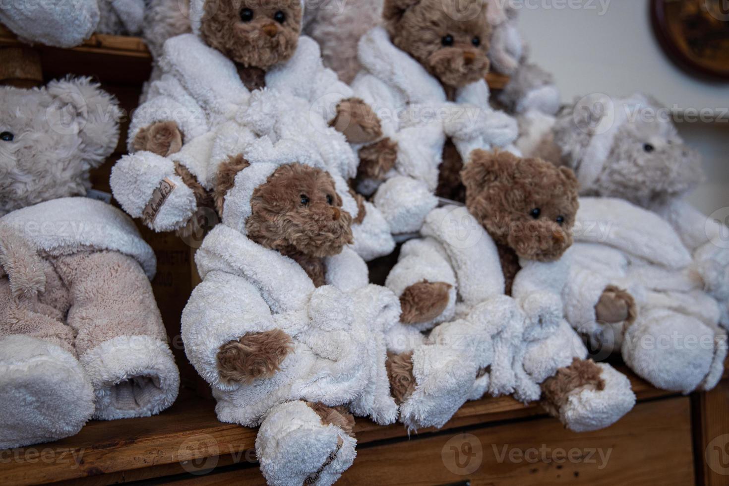 original soft delicate plush vintage toys displayed on shelves photo
