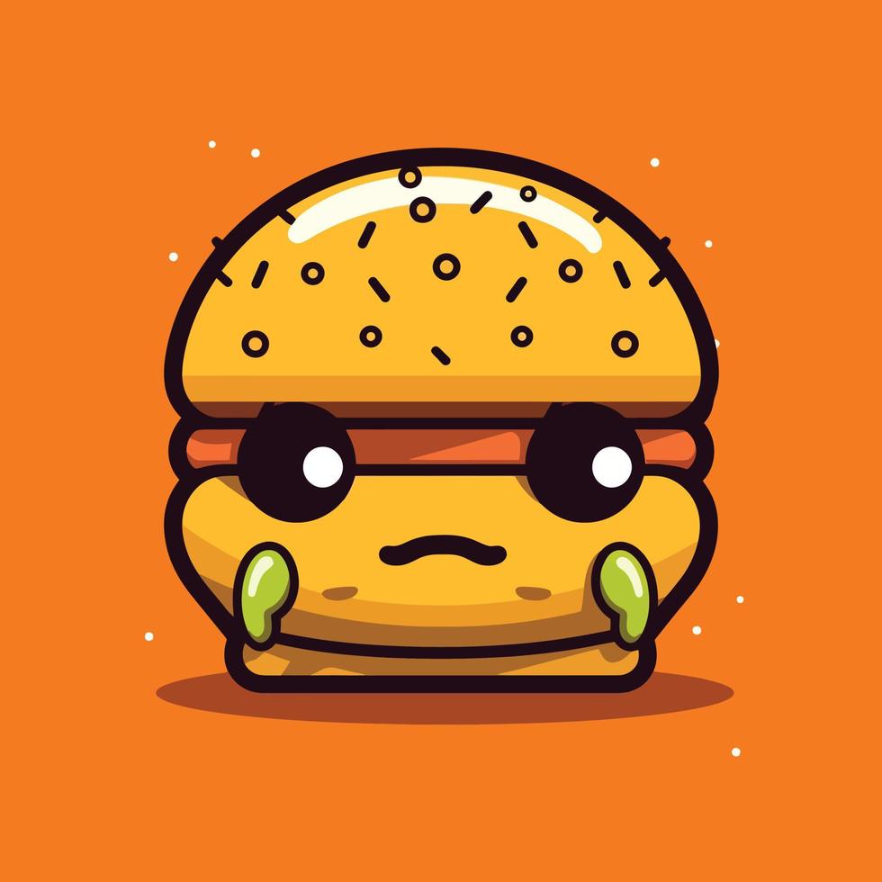 Cute Yummy kawaii burger chibi  mascot vector cartoon style