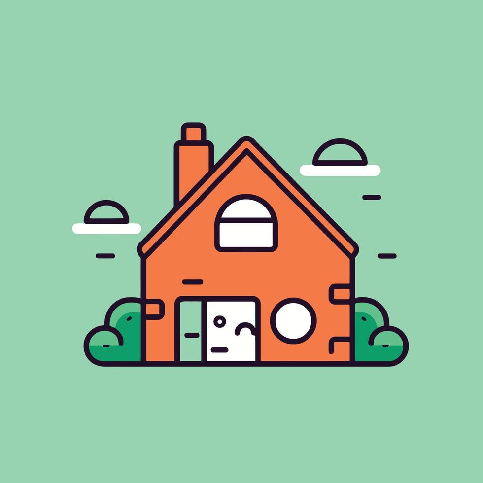 Cute kawaii house chibi  mascot vector cartoon style