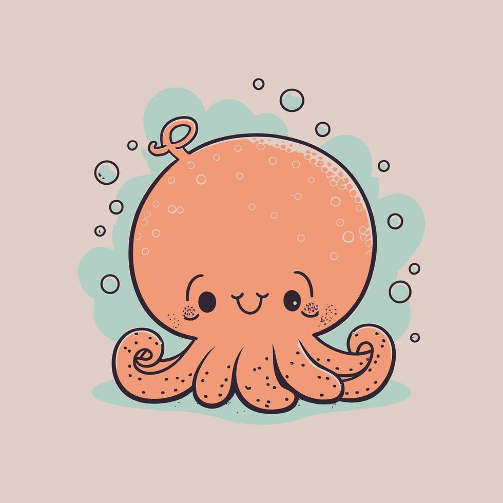 Vector cute octopus  cartoon mascot