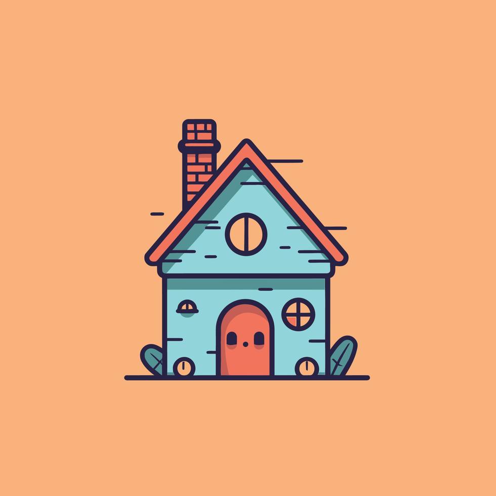 Cute kawaii house chibi  mascot vector cartoon style