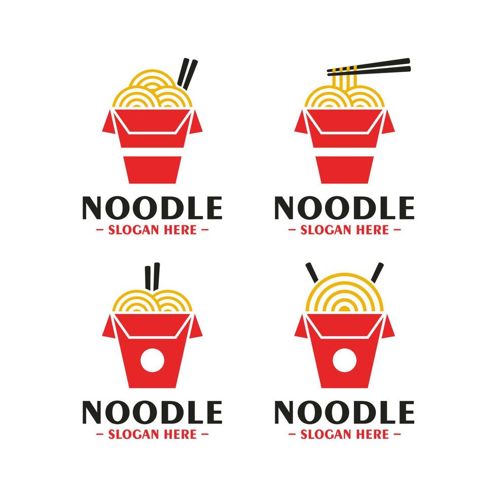 asiático comida caja fideos logo diseño colección vector