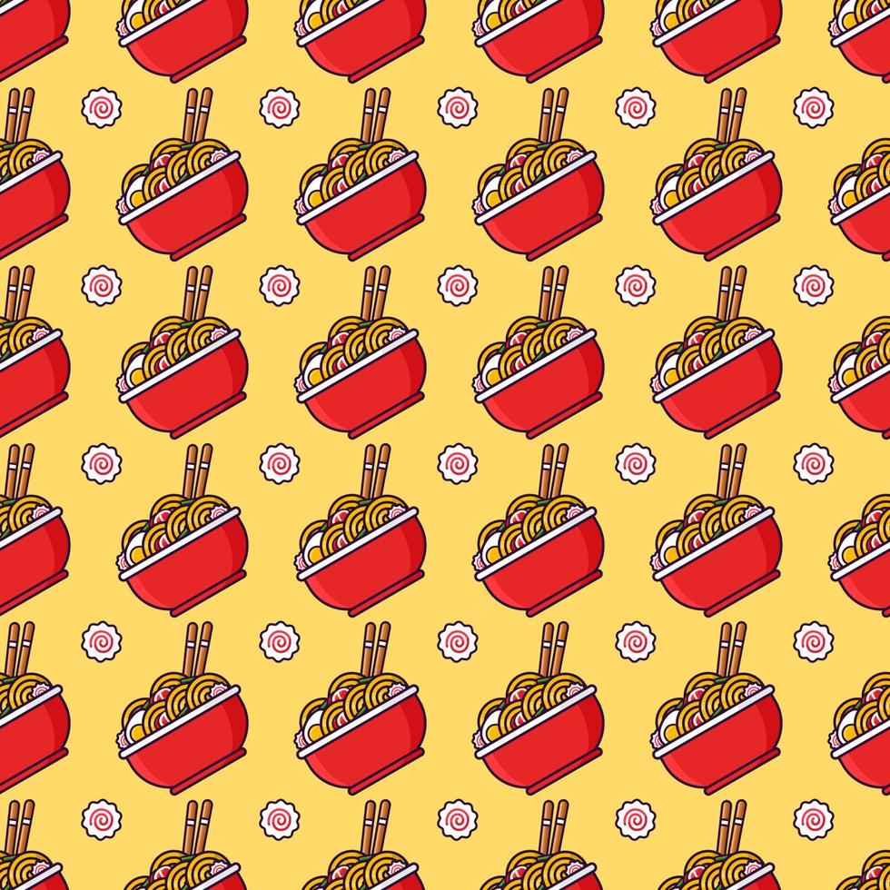 Seamless pattern ramen doodle design background vector