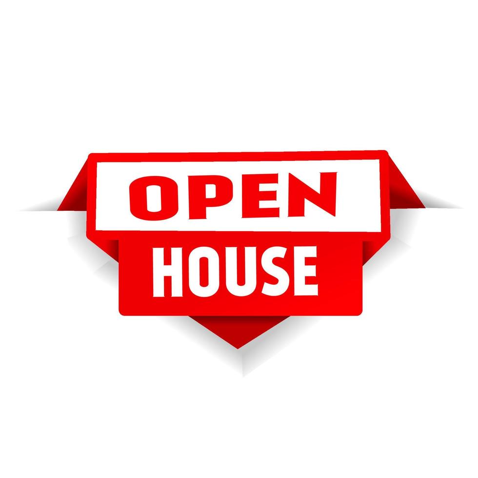 Open house banner template. Label design. Flat Vector template.