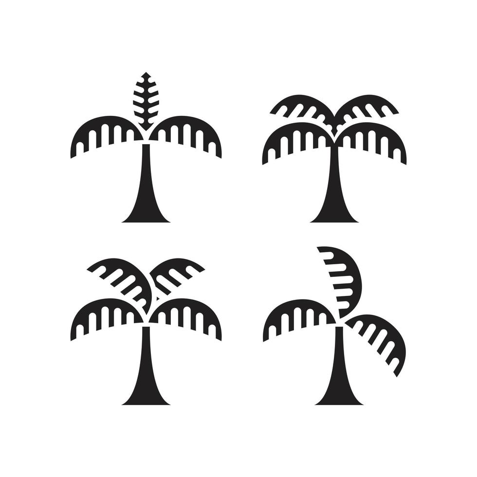 negro Coco árbol íconos conjunto vector